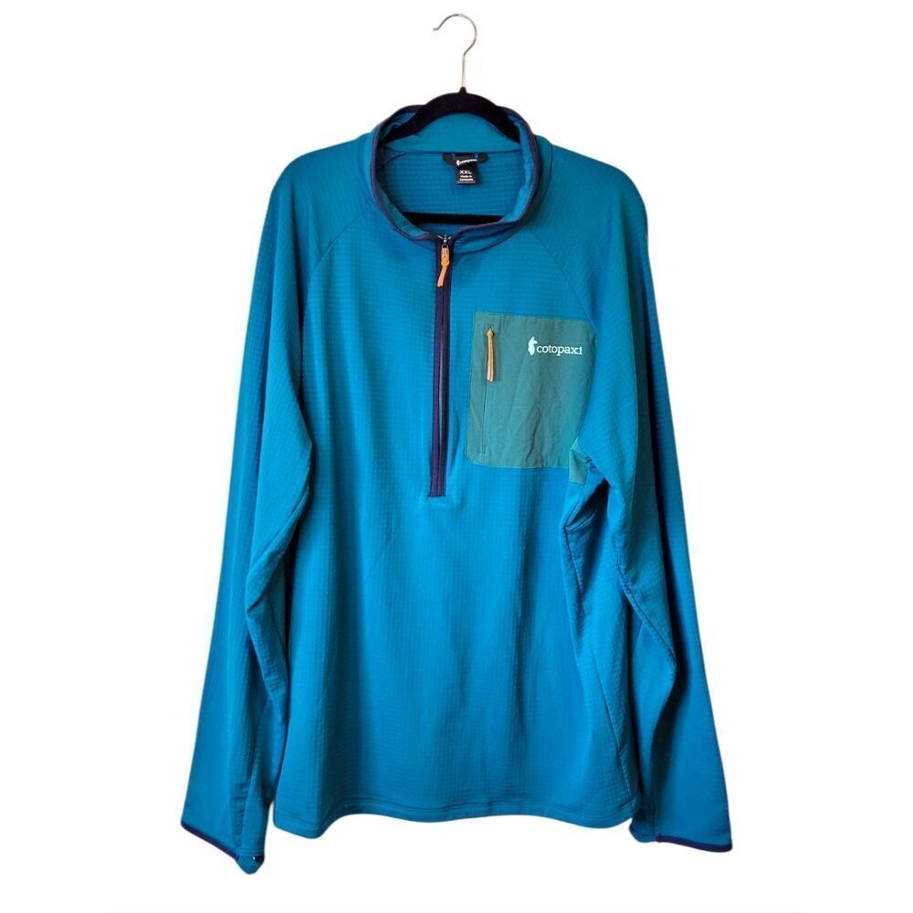 Cotopaxi Teal Quarter Zip Pullover with Green Chest Pocket Men's Size XXL